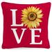 Jordan Manufacturing 16 x 16 Love Sunflower Red Novelty and Floral Reversible Square Outdoor Throw Pillow with Welt