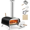 Pizza Oven Outdoor Propane and Wood Fired Pizza Maker with 13 Pizza Stone Pizza Peel Gas Burner with Regulator Built-in Thermometer Portable Pizza Oven for Camping Backyard Party