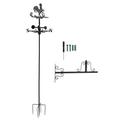 Outdoor decorative lawn weathervane including garden stakes wrought iron weathervane for patio garden fan metal weatherproof cock