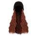 Desertasis wigs human hair glueless wigs human hair pre plucked pre cut Beanie Hat Knitted Long Wavy Curly Hair Wig Warm Knitted Velvet 28 Inch Women s Synthetic Wig Winter Red One Size