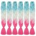 SHUOHAN 6 Packs Ombre Jumbo Braiding Hair Extensions 24 Inch High Temperature Synthetic Fiber Hair Extensions for Box Braids Braiding Hair (light blue to white to pink)