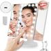 DFITO Makeup Mirror with Lights and Storage - 3x/2x/10x Magnification Tri-Fold Cosmetic Vanity Mirror with 22 Led Light Touch Screen 180 Degree Adjustable Rotation