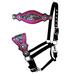 Showman Bronc Halter w/ Pink & Rainbow Metallic Leather Noseband