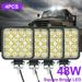 1-20pcs 48W Square LED Work Light Truck OffRoad Tractor Flood Lights 2-Colors