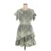 MICHAEL Michael Kors Casual Dress - A-Line Crew Neck Short sleeves: Green Paisley Dresses - Women's Size Large - Print Wash