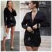 Zara Dresses | New Zara Black Jewel Buckle Trim Satin Effect Long Sleeve Night Out Dress Sz S | Color: Black | Size: S