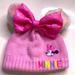 Disney Accessories | Disney Minnie Mouse Sequin Pink Bow Pom-Pom Winter Beanie Kids Size Small | Color: Pink | Size: Osg