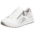 Sneaker RIEKER, Damen, Gr. 42, silber (weiß, silberfarben), Lederimitat, casual, Schuhe, herausnehmbarer Soft-Einlage, Freizeitschuh, Halbschuh, Schnürschuh