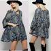 Free People Dresses | Free People Rain Or Shine Mini Dress Tunic Floral Paisley Print Size Xs | Color: Blue | Size: Xs