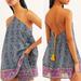 Free People Dresses | Free People Top Womens Medium Good As Gold Multi Floral Halter Tie Neck Tunic | Color: Blue/Pink | Size: M