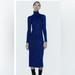 Zara Dresses | Metallic Thread Knit Midi Dress | Color: Blue | Size: S