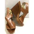 Michael Kors Shoes | Michael Kors Womens Size 8 M Brown Leather Josephine Wedge Platform Sandals Shoe | Color: Brown/Tan | Size: 8