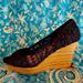 American Eagle Outfitters Shoes | American Eagle Black Lace Wedge Sandals Size 9.5 | Color: Black/Tan | Size: 9.5