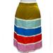 J. Crew Skirts | J Crew Nwt Linen Colorblock Crochet Lace Ribbon Pencil Skirt Cupro Ao811 Gold | Color: Blue/Pink | Size: 4p