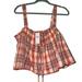 American Eagle Outfitters Tops | American Eagle Outfitters Plaid Swing Cami Crop Tank Top Peach Xl | Color: Orange/White | Size: Xl