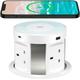 3M Automatic Pop Up Power Sockets, Wireless Charging for Worktops, Kitchen & Offices - 4 Way UK Tower Extension Lead, 2x USB-C and 2x USB-A Charger Ports, Surge Protection, 13A/3250W, White