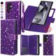 Varikke for Samsung Galaxy S24 Ultra Wallet Case, Detachable Magnetic for S24 Ultra Case with [RFID Blocking] Card Holder Kickstand Wrist Strap Glitter PU Leather Flip Case Women Men 6.8", Dark Purple