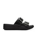 Clarks Women's Drift Buckle Slide Sandal, Black Snake, 6 UK