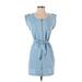 Jack by BB Dakota Casual Dress - Mini Scoop Neck Sleeveless: Blue Solid Dresses - Women's Size X-Small