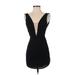 NBD Casual Dress - Bodycon V-Neck Sleeveless: Black Print Dresses - Women's Size X-Small