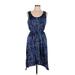 Simply Vera Vera Wang Casual Dress - Mini Scoop Neck Sleeveless: Blue Dresses - Women's Size Medium