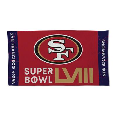 WinCraft San Francisco 49ers 2023 NFC Champions Umkleidekabine, doppelseitiges Handtuch, 56 x 106 cm Image