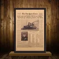 Affiche classique du New York Times histoire du Titanic naufrage vieux journal papier kraft 5