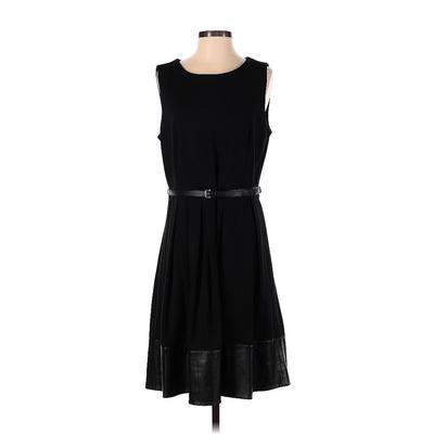 Calvin Klein Casual Dress - A-Line Crew Neck Sleeveless: Black Solid Dresses - Women's Size Small