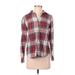 Old Navy Long Sleeve Button Down Shirt: Red Plaid Tops - Women's Size Small