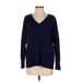 Ivy & Leo Pullover Sweater: Blue Color Block Tops - Women's Size Small