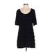 Isle Apparel Casual Dress - Mini Scoop Neck Short sleeves: Black Print Dresses - Women's Size Large