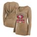 Women's Majestic Threads Gold San Francisco 49ers Super Bowl LVIII Hard Court Lightweight Tri-Blend Long Sleeve V-Neck Hoodie T-Shirt