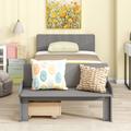 Latitude Run® Twin Bed w/ Footboard Bench,2 drawers Wood in Gray | 23.5 H x 41.9 W x 93.6 D in | Wayfair 951D06729BC242238E166FB7BA3A6C45