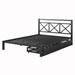 Longshore Tides Ashwika Metal Platform Storage Bed Wood & Metal/Metal in Black/Brown | 38.1 H x 86.6 W x 82.6 D in | Wayfair