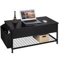 17 Stories Lift Top Coffee Table, 39.5" L Coffee Table w/ Storage Bag, Rising Tabletop Table w/ Hidden Compartment() Wood/Metal in Black | Wayfair