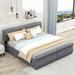 Latitude Run® Upholstery Platform Bed w/ Two Drawers Upholstered/Linen in Gray | 40.2 H x 82.3 W x 88.6 D in | Wayfair