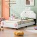 Zoomie Kids Aalaysia Vegan Leather Platform Bed Upholstered/Faux leather in Pink/White | 43.25 H x 42.75 W x 79.5 D in | Wayfair