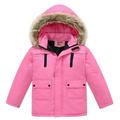Boys Girls Puffer Down Jacket Kids Solid Color Winter Thick Warm Parka Jacket Detachable Hood Jacket Windproof Tops Outwear 11-12 Years