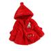 Scyoekwg Kids Toddler Infants Baby Girl Winter Coats Long Sleeve Cute Fashion Warm Faux Wool Jacket Plus Velvet Thickening Coat Cloak Jacket Thick Outerwear Clothes Clearance Red 1-2 Years