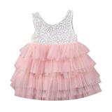 Ykohkofe Girl Princess Wedding Skirt Embroidered Sleeveless A Swing Knee Length Dress For 1 To 6 Years Girls Short Sleeve Dress Girls 7 Dress Girl in Dress Teen Girls Dresses Girls Size 6