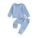 CIYCuIT Toddler Baby Girl Boy Pants Set Solid Color Long Sleeve Sweatshirt + Elastic Waist Sweatpants 2Pcs Tracksuit Outfits Infant Casual Daily Clothes 0-3 Years