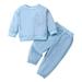 ASFGIMUJ Baby Girl Fall Outfits Long Sleeve Solid Color Tops Pants Two Piece Casual Sports Set For Clothes Baby Boy Outfits Blue 3 Years-4 Years