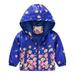 QUYUON Toddler Winter Jacket Kids Full Zip up Hoodies Jackets Baby Boys Girls Floral Print Long Sleeve Jackets with Pockets Infant Baby Girls Outerwear Jackets Warm Coat Hooded Sweatshirts Blue 2T-3T