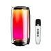 6588 Portable BT Karaoke Speaker Dynamic Bass Color Changing LED Lights Voice Control Surround Stereo Sound Microphone Included Entertainment Party Camping