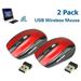 2-pack 2.4GHz Wireless Ergonomic Optical Mouse Portable Office Study Mouse with USB Mini Receiver Adjustable DPI Gaming Mouse for PC Laptopsï¼ˆRedï¼‰