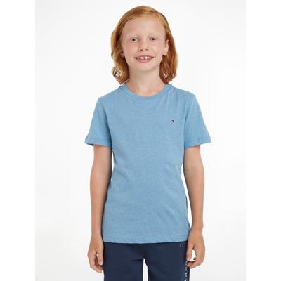 T-Shirt TOMMY HILFIGER "BOYS BASIC CN KNIT", Jungen, Gr. 16/176, blau (schwarz allure heather), Obermaterial: 100% Baumwolle, meliert, Basic schmal, Rundhals, Kurzarm, Shirts Image