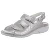 Riemchensandale WALDLÄUFER "GUNNA", Damen, Gr. 5,5 (38,5), grau (grau, metallic), Veloursleder, feminin, Schuhe, Sommerschuh, Sandalette, Keilabsatz, in Metallic-Optik, G-Weite