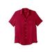Plus Size Women's KS Island Solid Rayon Short-Sleeve Shirt by KS Island in Rich Burgundy (Size L)