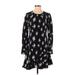 Derek Lam 10 Crosby Casual Dress - Mini Crew Neck Long Sleeve: Black Floral Dresses - Women's Size 4