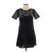 Free People Casual Dress - Mini Crew Neck Short sleeves: Black Solid Dresses - Women's Size X-Small